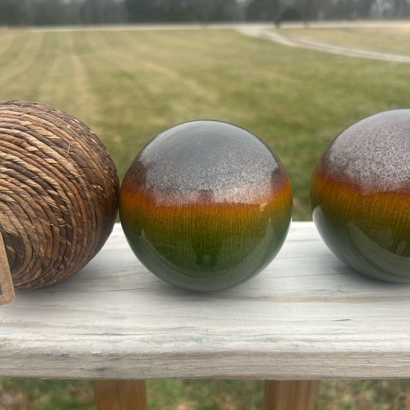 Ceramic Orbs 4pc Set 3.5/4” Filigree Earth tone Decorative Bowl Filler Pier1 - Picture 4 of 16